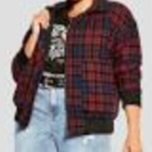 Size 18 - CITY CHIC - CCX Plaid Bomber Jacket Navy Red NEW